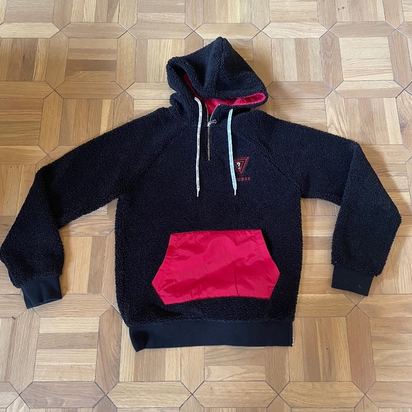 GUESS Men's 1/4 zip pullover fleece SMALL side zip Retro - Picture 1 of 5